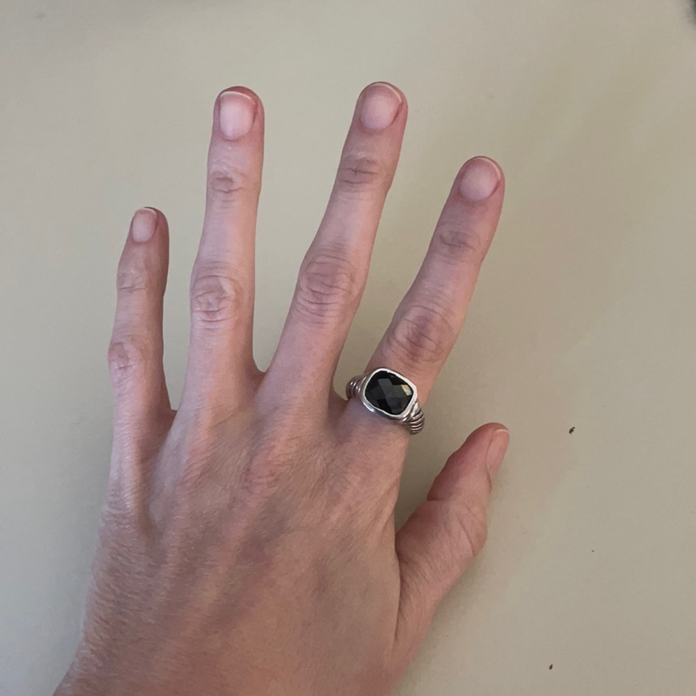 Sterling silver ring with black jewel